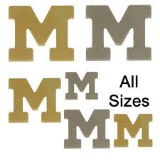 14k White or Yellow Gold "M" Block Initial Letter Nameplate Personalized  Jewelry - Findings Outlet