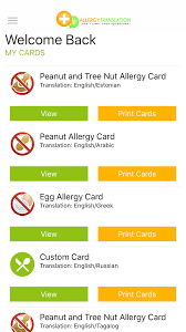 Specialized And Customized Allergy Translation Cards For Travel Allergies Tree Nut Allergy Nut Allergies