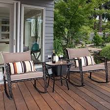 New Happygrill 3 Piece Rocking Chair Set Outdoor Patio Garden Poolside Rattan Wicker Conversat In 2020 Rocking Chair Set Outdoor Furniture Sets Rattan Garden Furniture