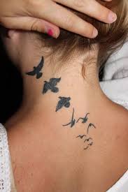 Birds In Flight Tattoo Pin By Darla Parks On Tattoos Simple Neck Tattoos Bird Tattoos For Women Neck Tattoo