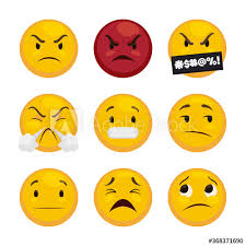 Beware With This Set Of Emojis With Bad Feelings And Bad Temper Angry Furious Cursing And Swearing Anger With Steam Clo In 2020 Emoji Set Emoji Vector Illustration