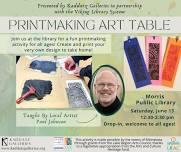 Printmaking Art Table at the Morris Public Library