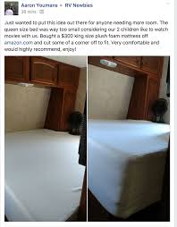 Rv queen, rv king, and rv short king. Turn A Queen Bed Into A King Bed With A Foam Mattress From Amazon Diy King Bed Camping Queen Mattress Camping Bed