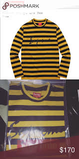 Black And Yellow Striped Long Sleeve Shirt Supreme Long Sleeve Striped Shirt Striped Shirt Striped Long Sleeve Shirt Long Sleeve Tshirt Men