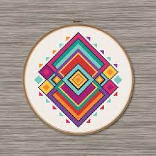 This pdf counted cross stitch pattern available for instant download. Aztec Cross Stitch Geometric Abstract Decor Tribal Mexico Modern Cross Stitch Pattern Aztec Heart Craft Supplies Tools Home Improvement