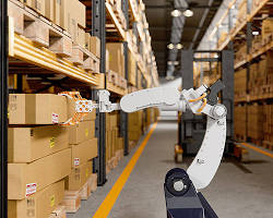Imagem de AIpowered robots in warehouse