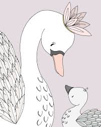 Swan Nursery Art Print Swan Mama And Baby Baby Girl Room Kids Wall Decor My Darling In 2020 Elephant Nursery Art Nursery Art Nursery Artwork