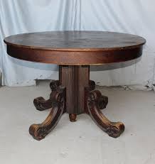 117 cm in diameter by 74 cm in height. Bargain John S Antiques Antique Round Oak Dining Table With 5 Leaves Bargain John S Antiques
