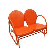 By outsunny (7) metal outdoor patio loveseat glider chair in blue cushion. Amazon Com Orange Retro Metal Tulip Double Glider Patio Lawn Garden Patio Rocking Chairs Rocking Chair Glider Outdoor Chairs