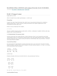 Matematika Bisnis Sub Materi Pajak Dan Subsidi
