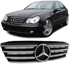 Calandre Mercedes Classe C W203 Berline Noir Brillant Chrome Look Cl Adtuning France