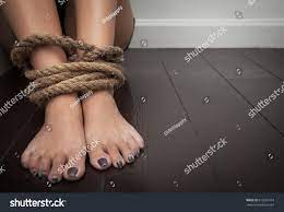 Woman Tormented Feet Tied Rope Violence Stock Photo 618286718 | Shutterstock