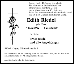 Traueranzeigen von Edith Riedel