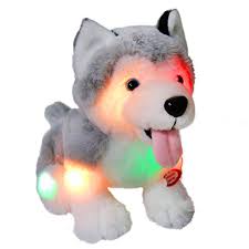 Amazon Com Athoinsu Light Up Stuffed Dog Husky Dog Soft Plush Toy With Magic Led Night Lights Glow In Dark Ideal G Teddy Bear Stuffed Animal Doggy Husky Puppy