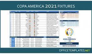 The news comes just as euro 2020 was postponed until next summer thanks to the coronavirus pandemic. Copa America 2021 Schedule And Scoresheet Officetemplates Net