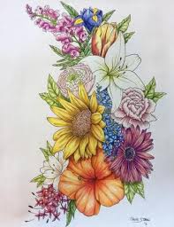 Flowers Peonies Drawing Colour 30 New Ideas Floral Thigh Tattoos Flower Bouquet Tattoo Girls With Sleeve Tattoos