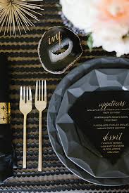 Choose black and white candles and candle holders, black vases with white flowers to decorate the spaces. Modern Kate Spade Dinner Party Black White Gold Party Ideas 100 Layer Cake