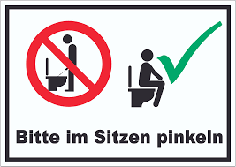 Bitte im Sitzen pinkeln Aufkleber | HB-Druck Schilder, Textildruck &  Stickerei Onlineshop