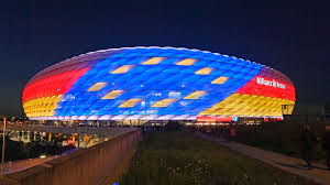 This system makes the allianz arena germany's first and europe's biggest stadium with surrounding outdoor led lighting for dynamic lighting moods. Bayern Germany Twitterissa Allianz Arena In German And European Flag Colors Tonight In Support Of Germany S Bid To Host Euro 2024