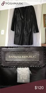 Vintage 90s Banana Republic Trenchcoat Black Leather Trench Coat Excellent Condition No Flaws Real L Trench Coat Leather Trench Coat Banana Republic Jackets