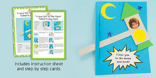Cut out the big fish paper, fold it in half, then cut a slit in the mouth. I Love You To The Moon And Back Father S Day Card Craft Instructions