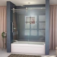 In height, the door measures 72 inches. Dreamline Enigma Z 55 To 59 In W X 62 In H Frameless Sliding Tub Door In Brushed Stainless Steel Shdr 6260620 07 The Home Depot