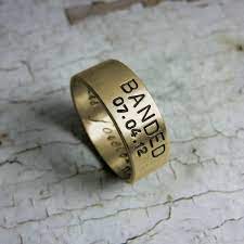 Modern 14k White Gold Duck Band Hand Stamped Wedding Date Etsy Vintage Engagement Rings Unique Mens Wedding Rings Gold Gold Wedding Rings