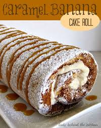 Caramel Banana Cake Roll Lady Behind The Curtain Cake Roll Recipes Desserts Cake Roll