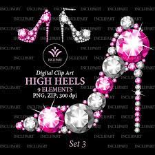 High Heel Shoes Clipart Png Format Pink And White Diamond Rhinestone Shoe Clip Art Ladies Party Clipart Instant Download Business Use In 2021 Shoes Clipart Clip Art Rhinestone Shoes