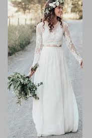 Whether you're dressing for the occasion or dressing down, we have a selection of floaty chiffon tops in our exclusive collection. Boho Two Piece Long Sleeve Wedding Dress Lace Top Chiffon Skirt Loveangeldress