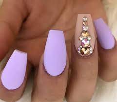 Pastel nails trend and inspirations | fab fashion fix. Lilac Nails Nails With Rhinestones Matte Nails Tapered Square Nails Acrylic Nails Lilac Nails Nails Design With Rhinestones Lavender Nails