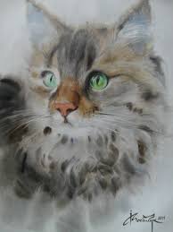Fotografii Mastera Akvareli 234 Alboma Vkontakte Watercolor Cat Animal Paintings Cat Painting