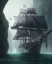Gray gallion ship, ghost, sailing ship, lantern, artwork. Artstation Monkey Pirate Ship Nikolay Razuev