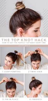 20 Ideas How To Spice Up Your Half Bun In 2020 Knotted Bun Tutorial Top Knot Hairstyles Short Hair Top Knot