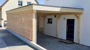 Flachdach Carport Aus Holz Fichte Mit Rautenwandelementen Terrasse Aus Fichte Flachdachcarport Holz Mit R Carport Holz Uberdachung Holz Flachdach