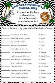 Not to mention, using animal trivia questions or animal quiz questions is an awesome way to incorporate people of all ages while testing their animal knowledge. Personalized Baby Wild Animal Celebrity Trivia Baby Shower Game Baby Shower Games Celebrity Baby Names Safari Baby Shower