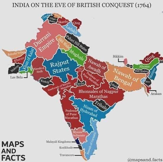 Map of India under the British East India Company, comparing 1837 with 1857 East India Company-governed territories in pink Source : Imperial Gazetteer of India, Secretary of State for India in Council,