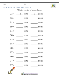 These questions on math worksheet on tens and ones in numbers will help the first grade kids to understand and practice the place value of numbers from 1 to 99. 1st Grade Place Value Worksheets 2 Digit Numbers