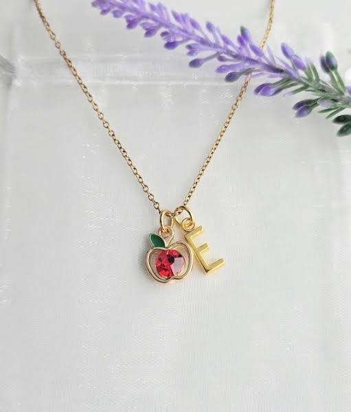 Teacher Necklace-Teacher Gift-Teacher Appreciation Gift-Necklace for Teacher-Apple Charm Necklace-Teacher Jewelry-New Teacher Gift