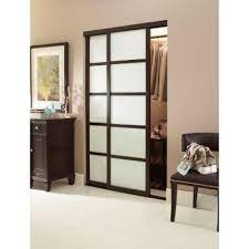 Contractors Wardrobe 48 In X 96 In Tranquility Glass Panels Back Painted White Interior Sliding Door With Espresso Wood Frame Tr5 Psw4896es2x The Home Depot Sliding Doors Interior White Interior Interior Sliding