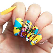 Los simpson, los rugrats, looney toons, las chicas ahora sí, los dejamos con esta galería de fotos de uñas pintadas y decoradas con acrílicos de dibujitos animados, caricaturas del recuerdo. Cow And Chicken Nails Disenos De Unas De Dibujos Animados Manicura Arte De Unas De Gel