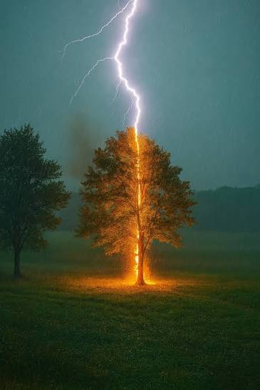 Ever wonder what happens when a tree is struck by lightning? ⚡️ Brittany Stanley said that's exactly what happened in Middleville, MI today around 3:20pm. The tree exploded and her neighbors say
