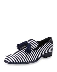 Black And White Loafers With Tassels Jimmy Choo Foxley Men S Striped Tassel Loafer Blue White Mens Leather Loafers Dress Shoes Men Tassel Shoes