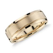 Brushed Inlay Wedding Ring In 14k Yellow Gold 5mm Blue Nile Cool Wedding Rings Titanium Wedding Rings Mens Gold Wedding Band