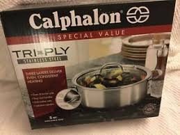 However, bakeware has that name. Calphalon 5 Qt Tri Ply Stainless Steel Dutch Oven Newnew Retail Factory Box Ca Ebay