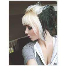 Black And White Hair With Bangs Split Dyed Hair Hair Styles Emo Hair