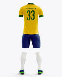 Download Full Soccer Kit Back View In Apparel Mockups On Yellow Images Object Mockups