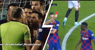 A shove isn't a red card, almost ever, and messi shoving medel there is definetly not a red card. Revealed Messi Tried To Save Dembele From Red Card He Cannot Speak Tribuna Com