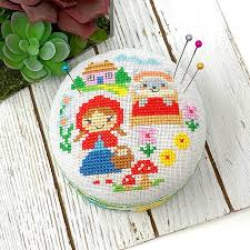 A list of cross stitch patterns and cross stitch kits available at everything cross stitch. Fairy Tale Pincushion Cross Stitch Pattern Little Red Ridinghood Stitched Modern