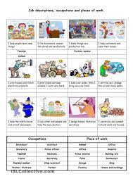Job Descriptions Occupations And Places Of Work English Teacher Jobs Job Description English Activities